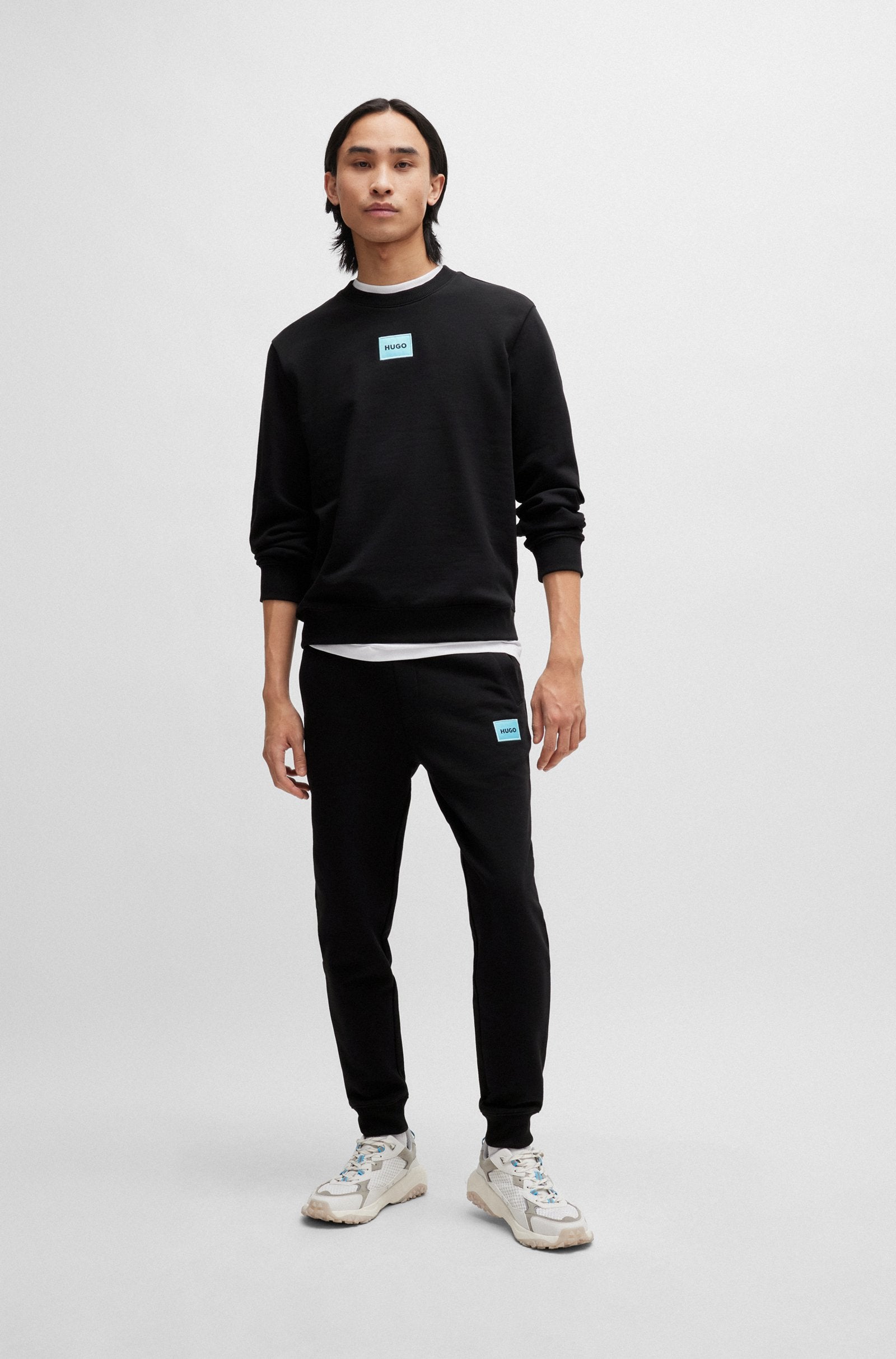 Sudadera de felpa de algodón con etiqueta con logo