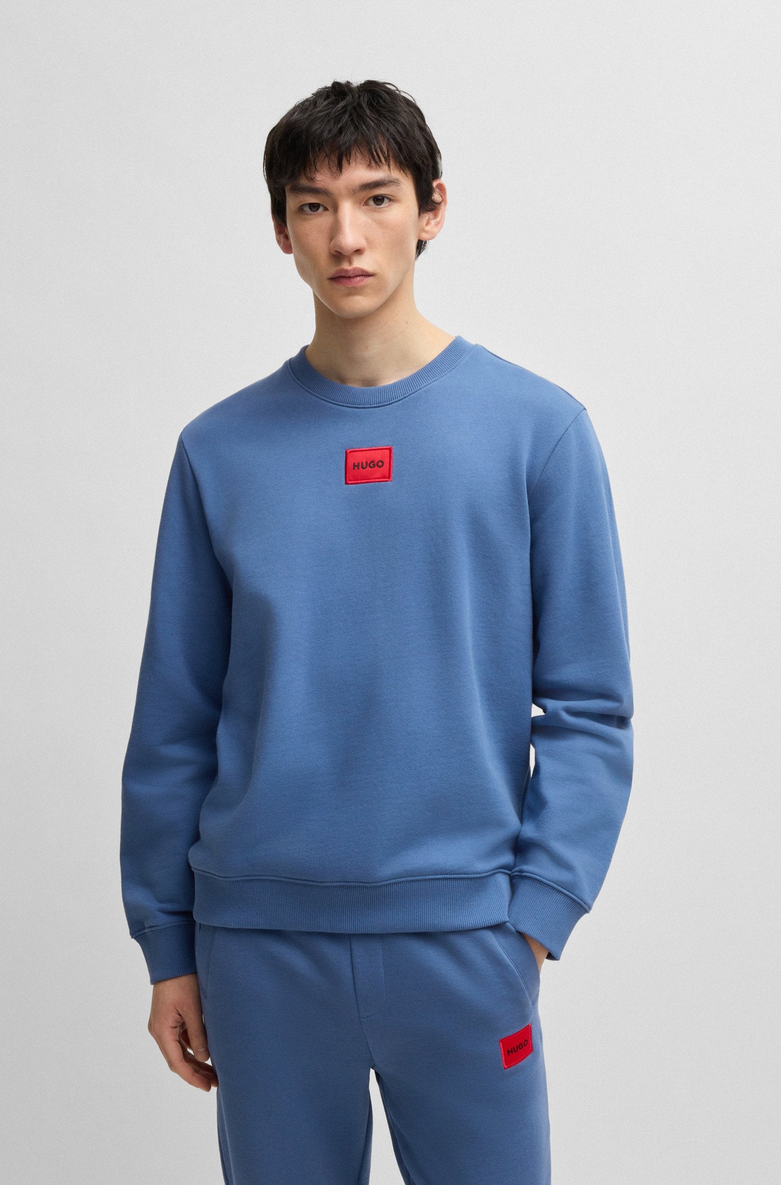 Sudadera de felpa de algodón con etiqueta con logo