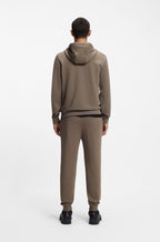 Prenda con capucha de felpa de algodón con cremallera y etiqueta con logo