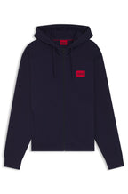 Prenda con capucha de felpa de algodón con cremallera y etiqueta con logo