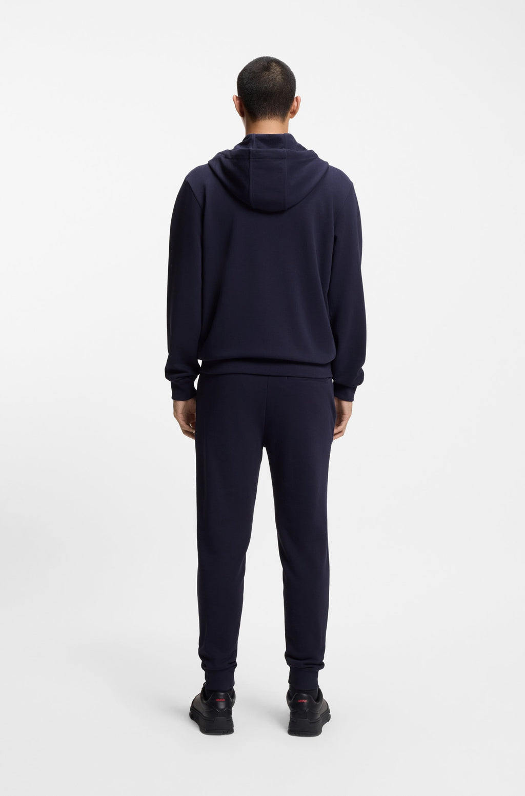 Prenda con capucha de felpa de algodón con cremallera y etiqueta con logo