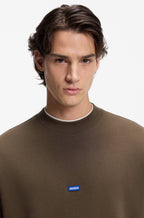 Sudadera de felpa de algodón con parche de logo azul