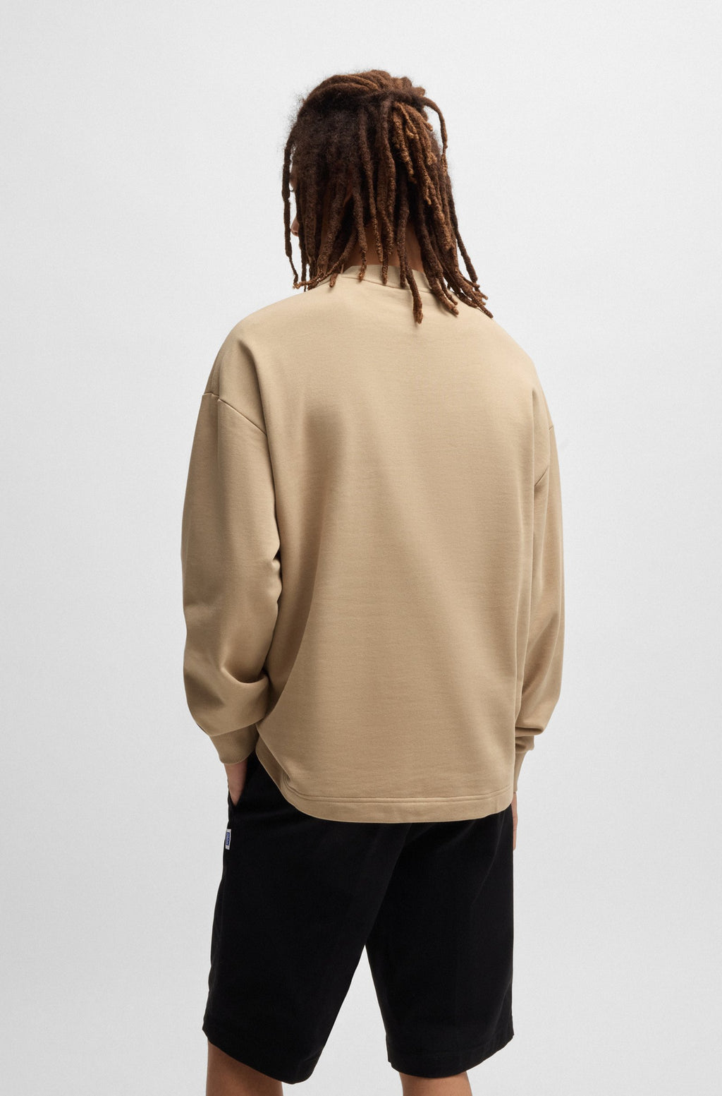 Sudadera de felpa de algodón con parche de logo azul