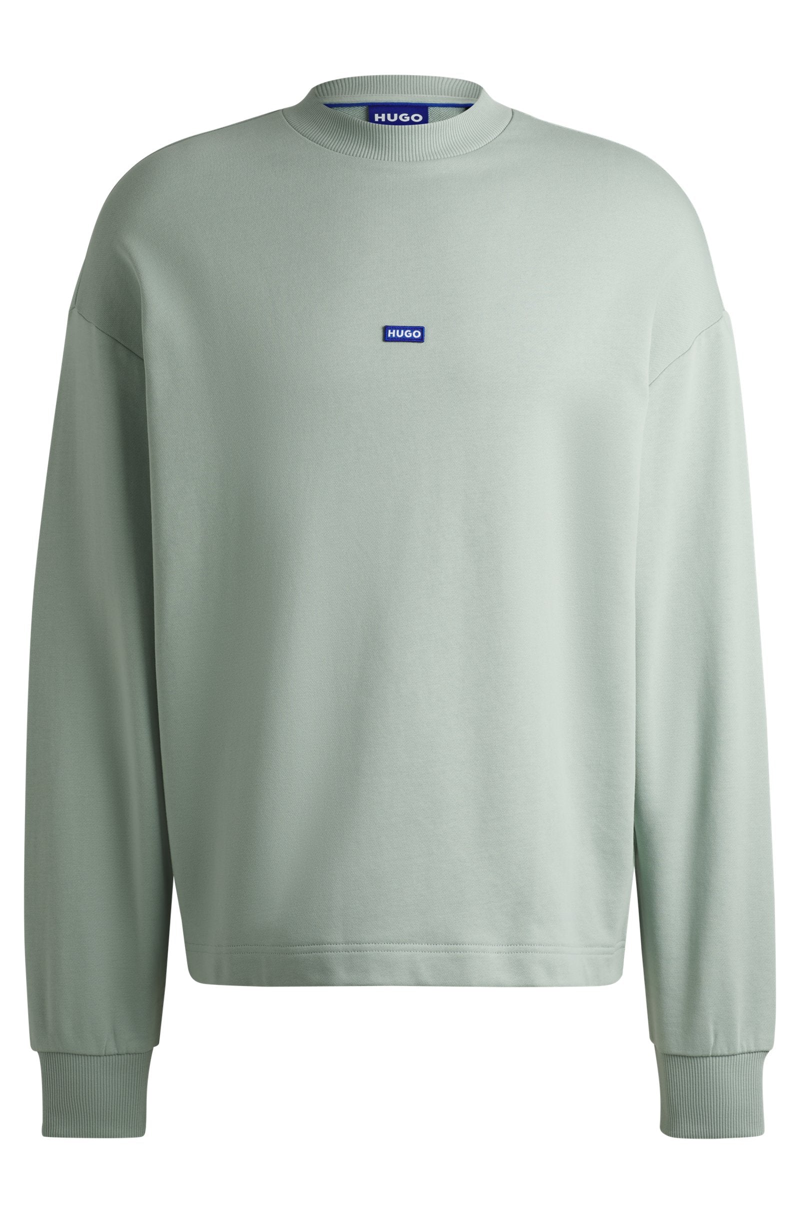 Sudadera de felpa de algodón con parche de logo azul