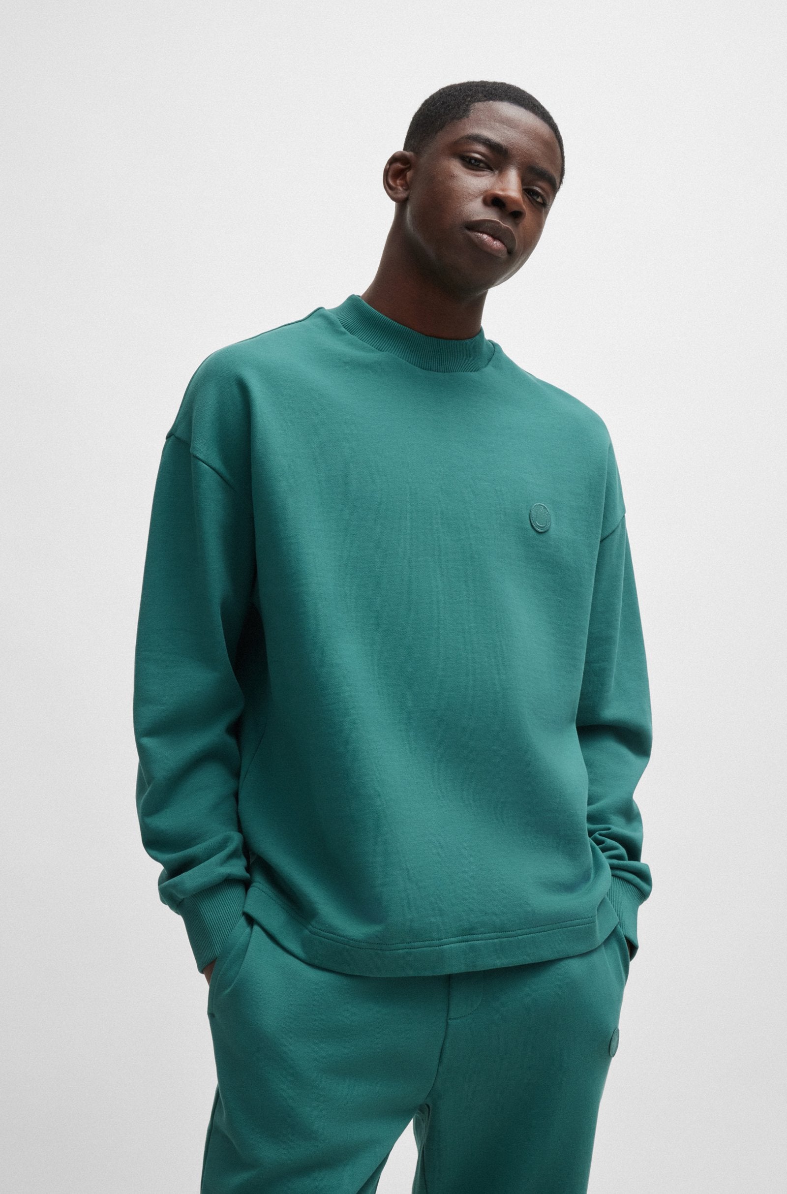 Sudadera de felpa de algodón con logo Happy HUGO