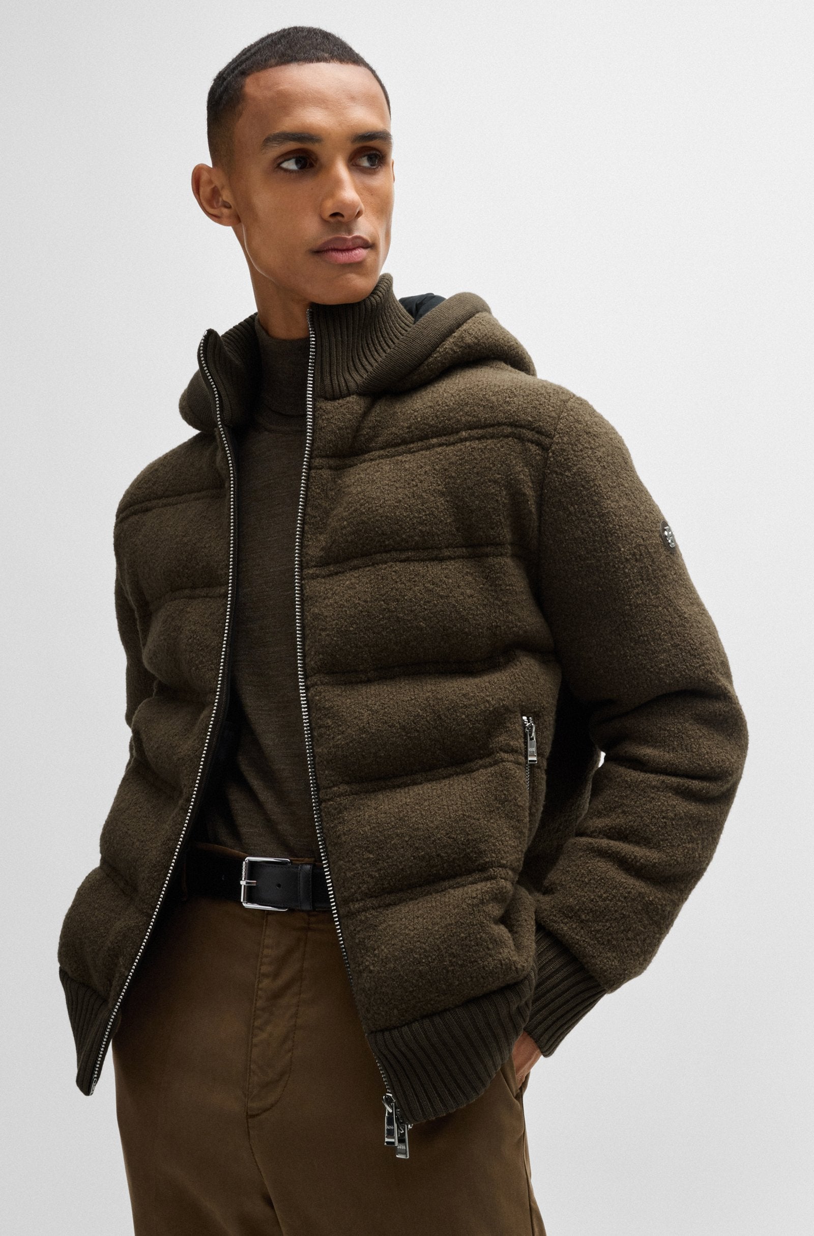 Chaqueta relaxed fit en mezcla de lana con monograma Double B