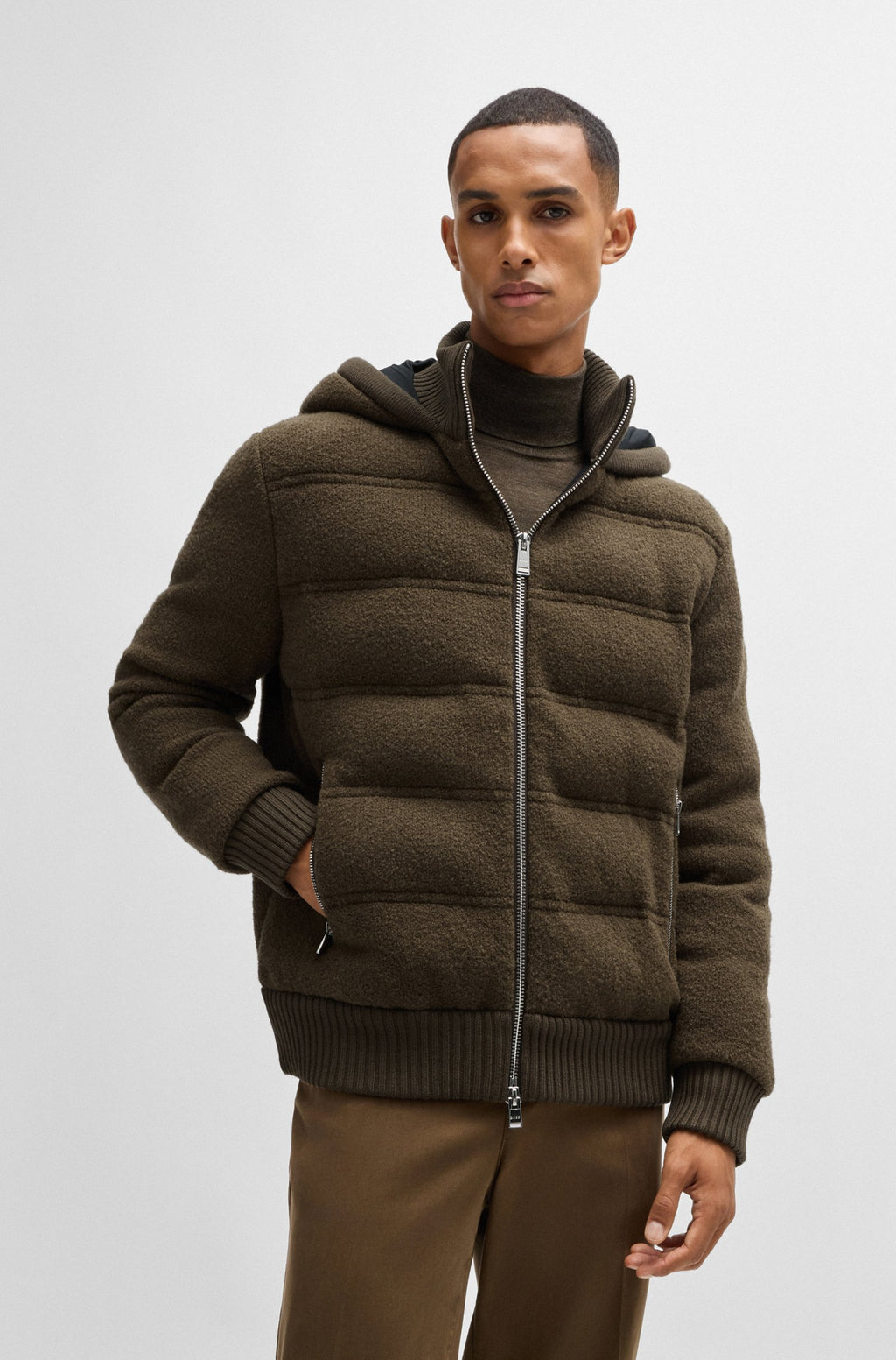 Chaqueta relaxed fit en mezcla de lana con monograma Double B