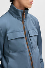 Chaqueta con capucha en sarga de algodón y seda