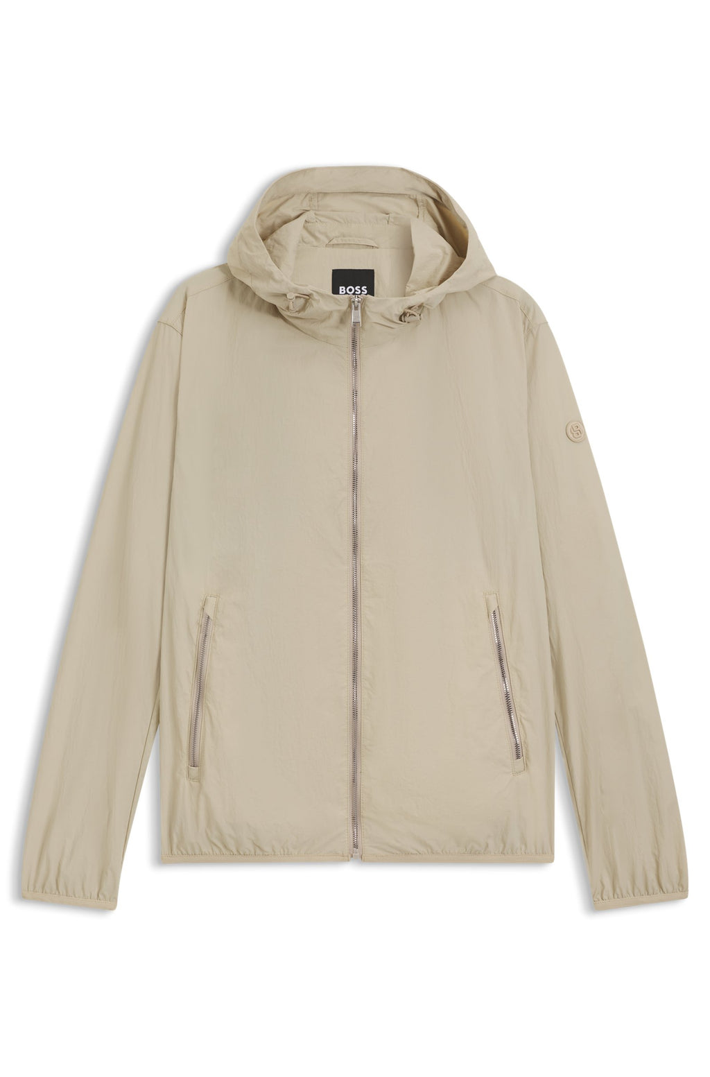 Chaqueta repelente al agua en tejido arrugado con capucha ajustable