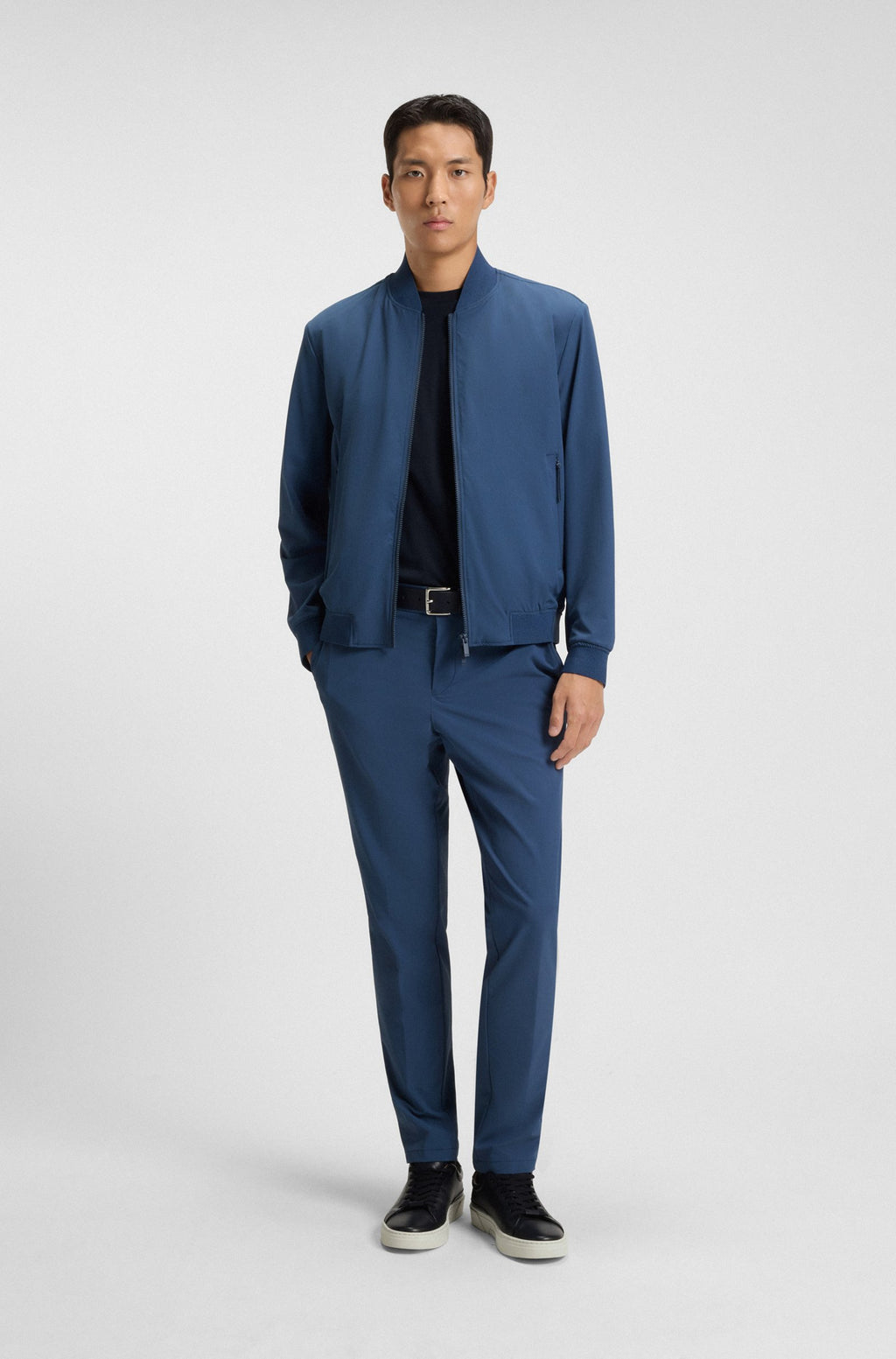 Chaqueta bomber slim fit con ribetes de punto