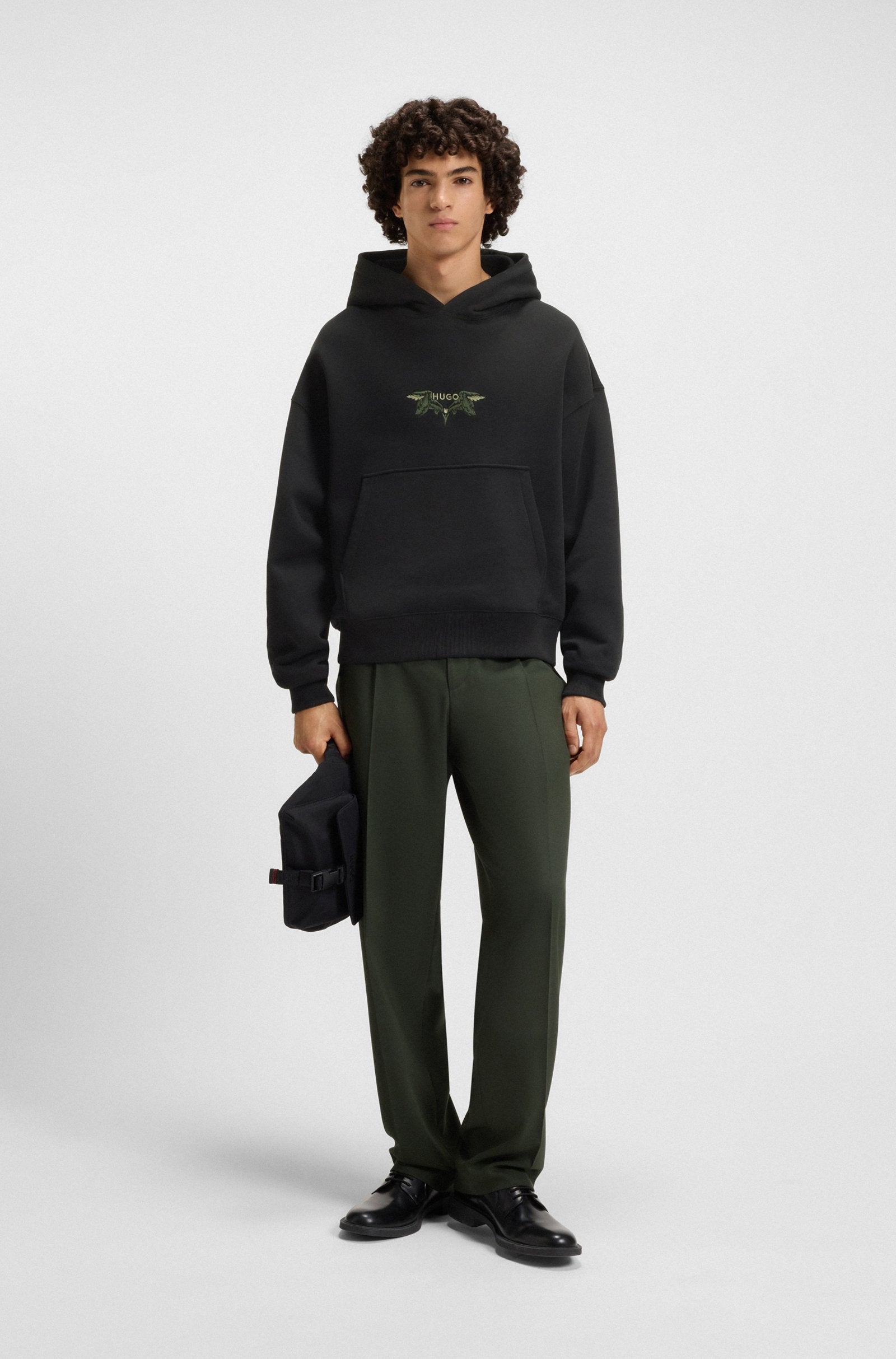 Sudadera con capucha en felpa de algodón con ilustración bordada