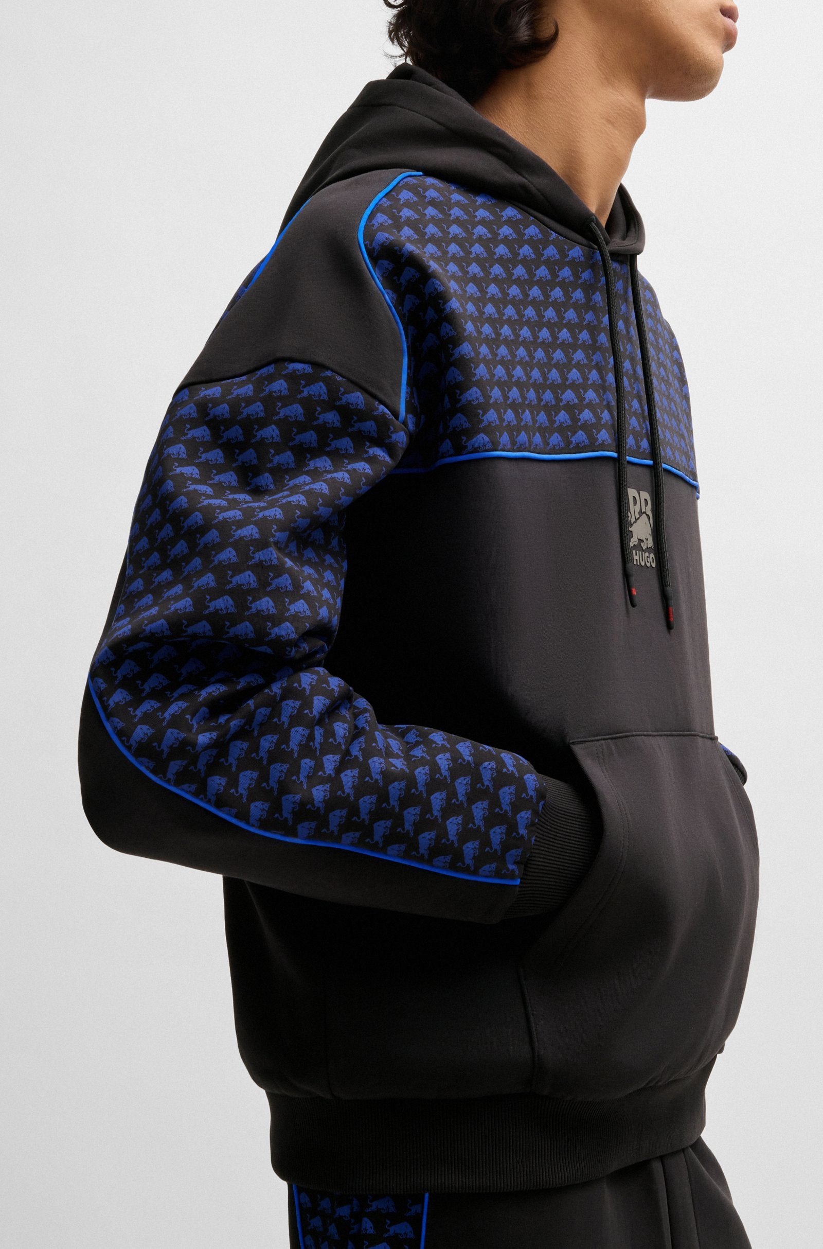 Sudadera con capucha HUGO x RB en mezcla de algodón con detalles de ribetes