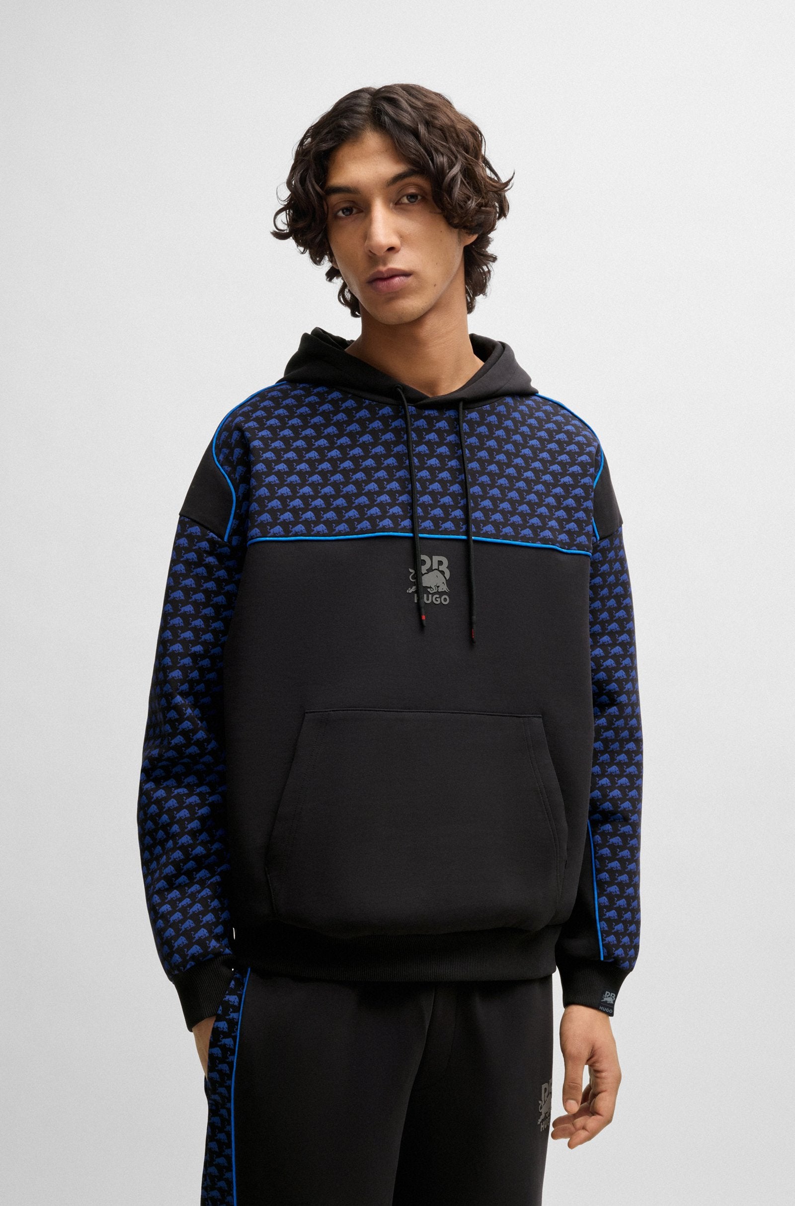 Sudadera con capucha HUGO x RB en mezcla de algodón con detalles de ribetes