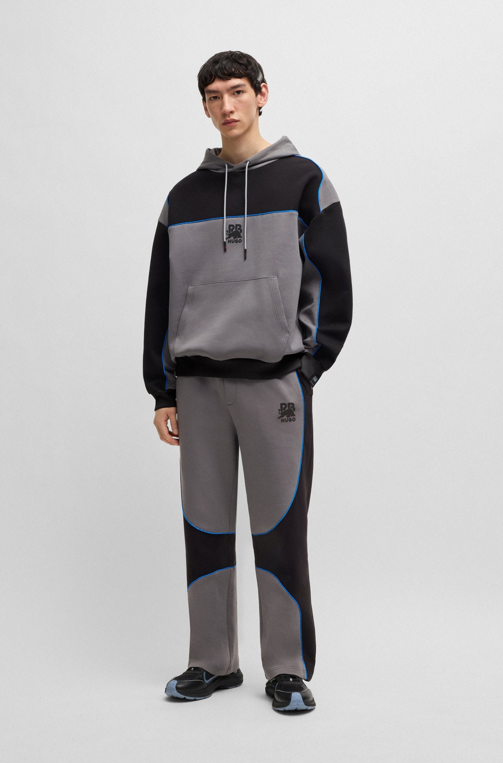 Sudadera con capucha HUGO x RB en mezcla de algodón con detalles de ribetes