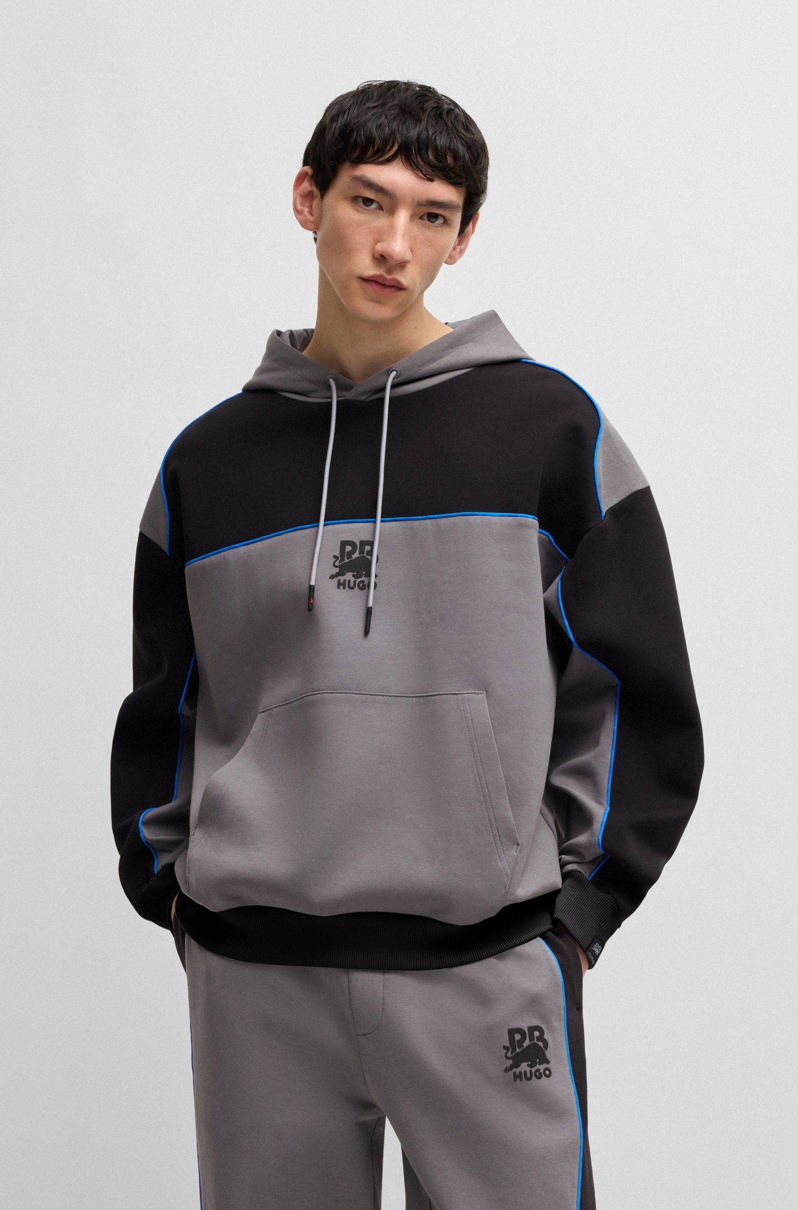 Sudadera con capucha HUGO x RB en mezcla de algodón con detalles de ribetes