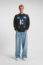 Sudadera de felpa de algodón con efecto a capas y mezcla de estampados