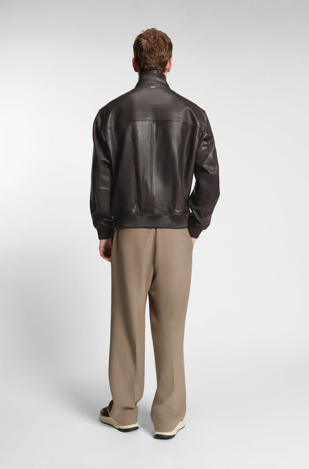 Chaqueta de piel de napa con cremallera bidireccional