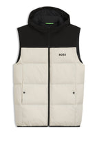 Chaleco con capucha repelente al agua con relleno de plumón