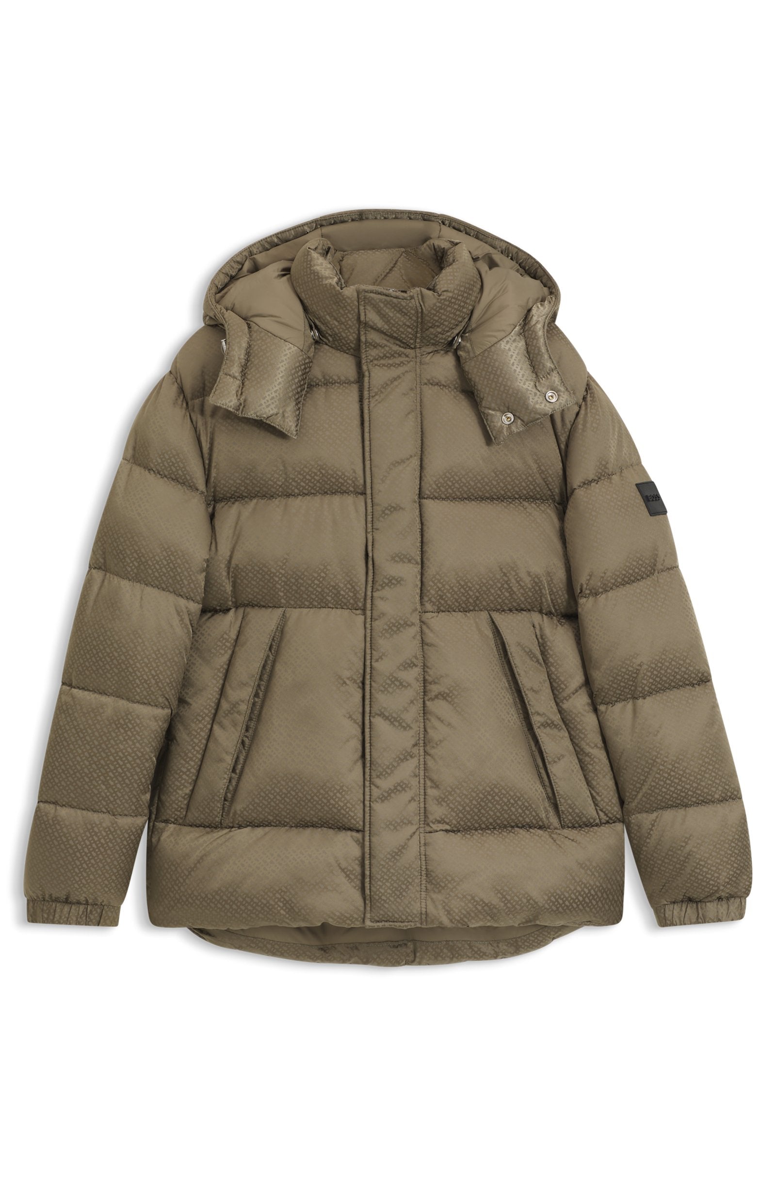 Cazadora repelente al agua con jacquard de monogramas