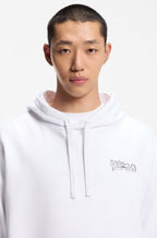 Sudadera de felpa de algodón con capucha y logos estampados