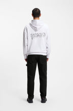 Sudadera de felpa de algodón con capucha y logos estampados