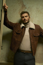 Cazadora de piel BECKHAM x BOSS con cuello de piel