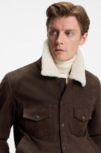 Cazadora de piel BECKHAM x BOSS con cuello de piel