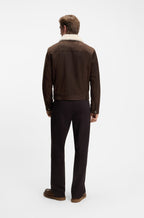 Cazadora de piel BECKHAM x BOSS con cuello de piel