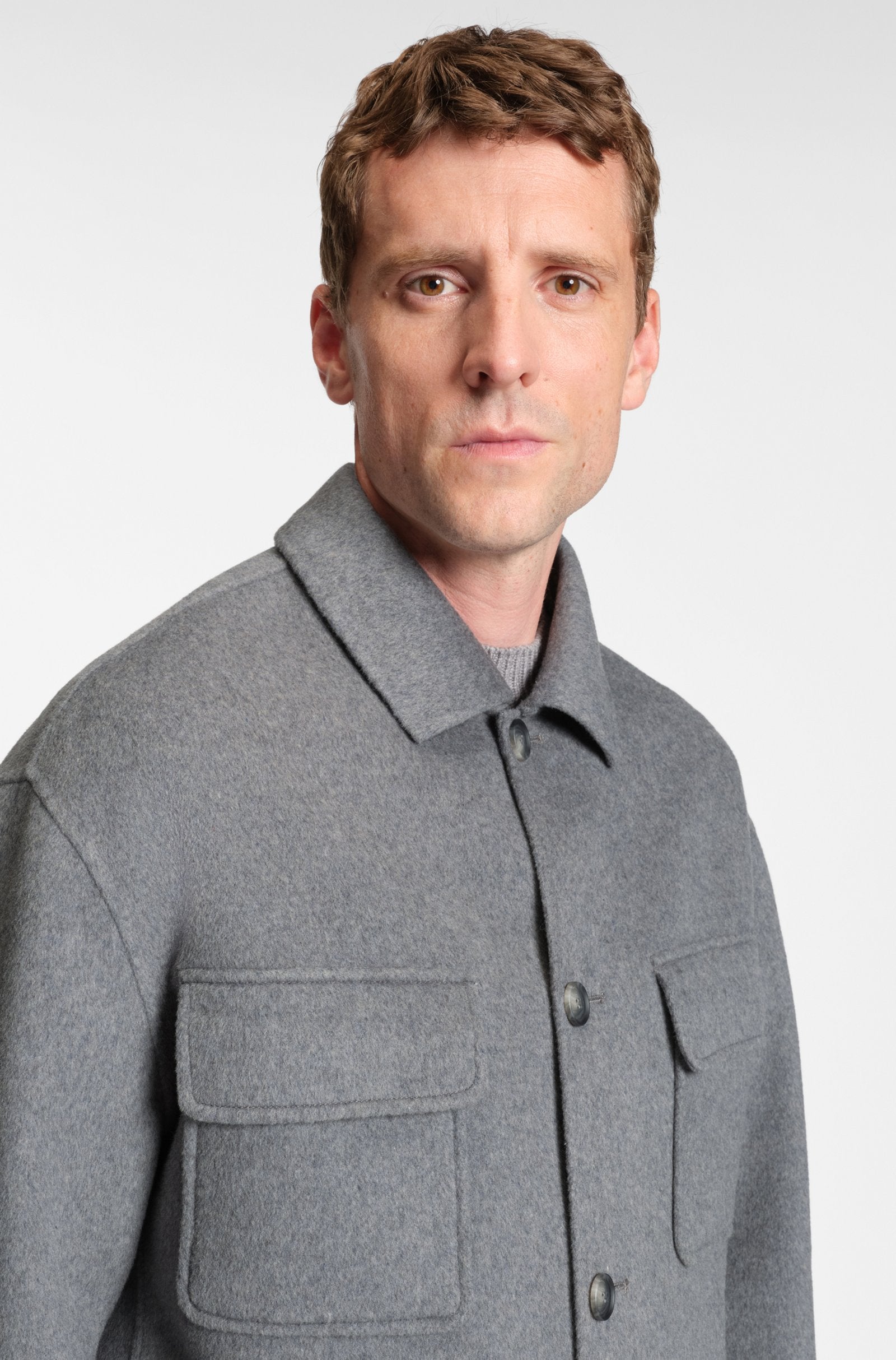 Chaqueta relaxed fit en mezcla de lana jaspeada